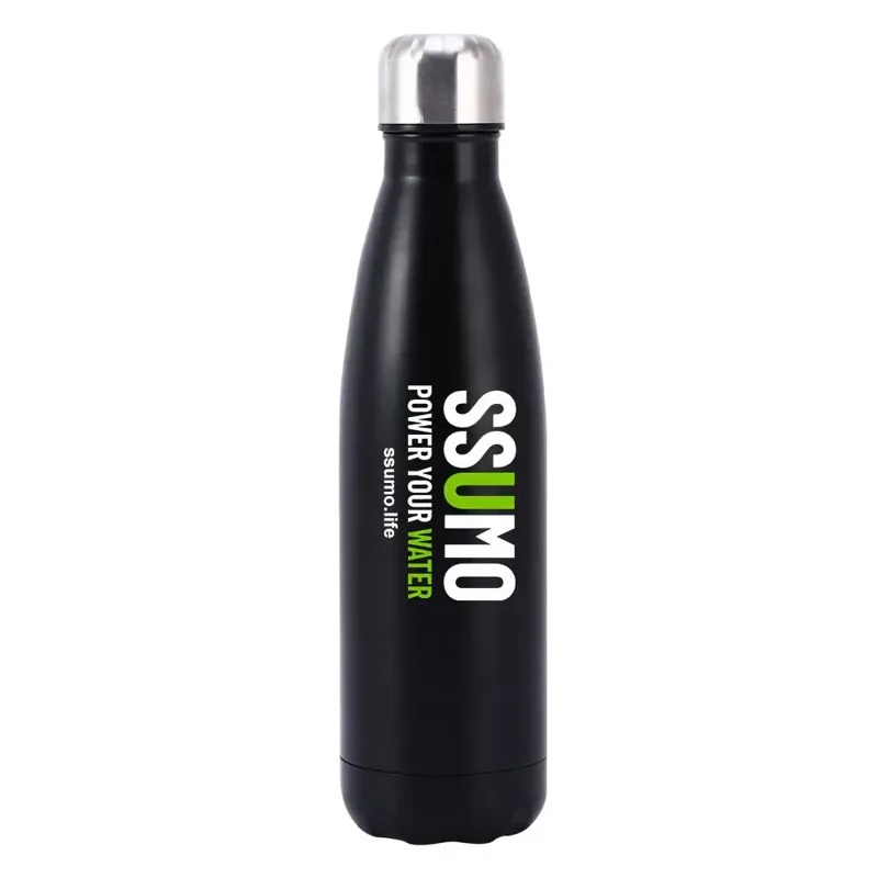 Black 500ml SSUMO aluminium water bottle